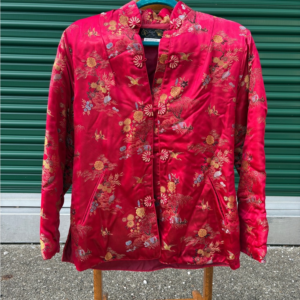 Floral Red Asian Women's Jacket